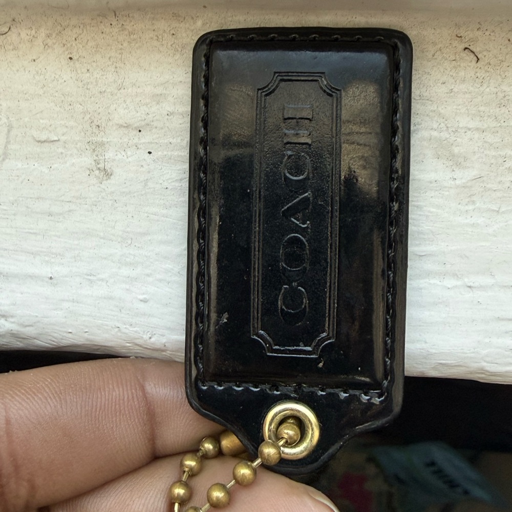 Coach Pink, Blue, and Black w/gold/silver bead chains -all Leather Keychains - Picture 7 of 10